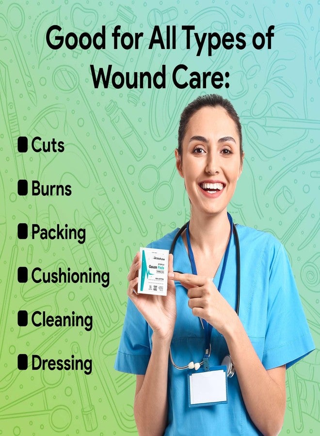 FifthPulse 4x4 Gauze Pads, Sterile, and Individually Wrapped - 50 Pieces of Non Stick Gauze Pads for Wound Care - 12 Ply Gauze for Dressing, Cleaning, Cushioning, and Packing Wounds - Image 4